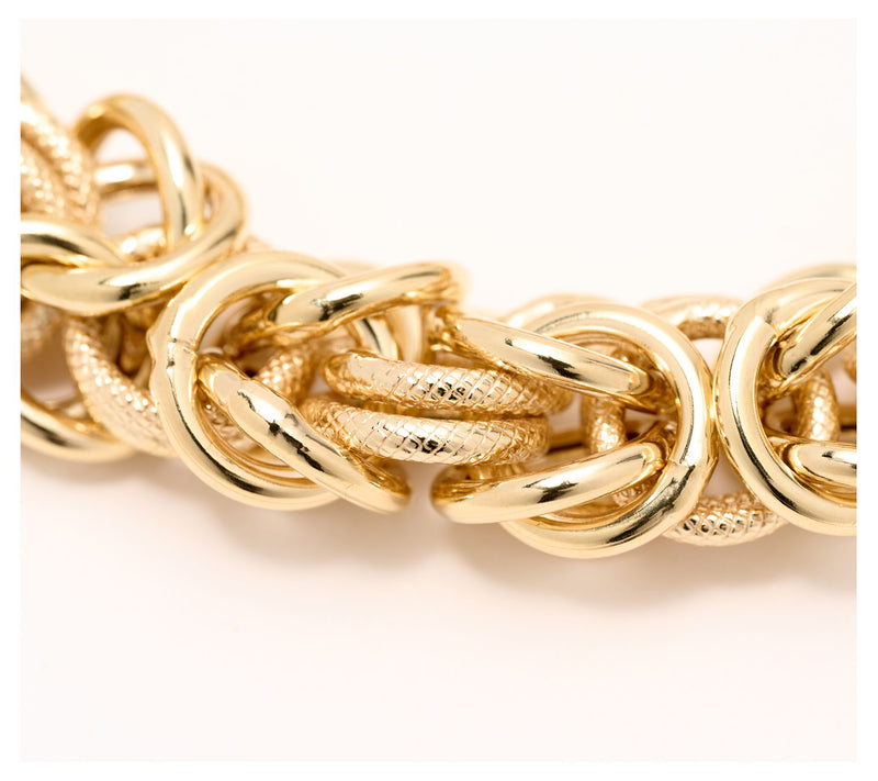 Silver Style Textured Byzantine Bracelet, Sterling, 23g — View 6