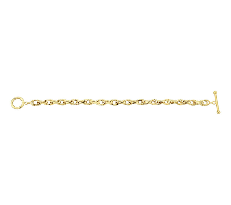 Adorna 14K Gold Double Oval Link Bracelet — View 2