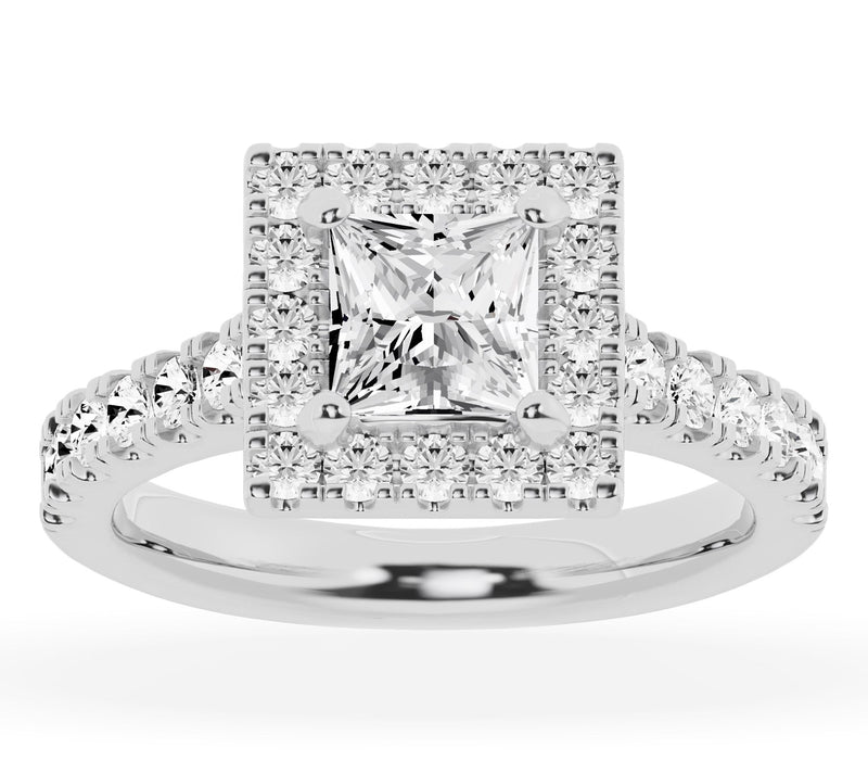 Fire Light 2.00 cttw Lab Grown Diamond Halo Ring, 14K Gold — Main view
