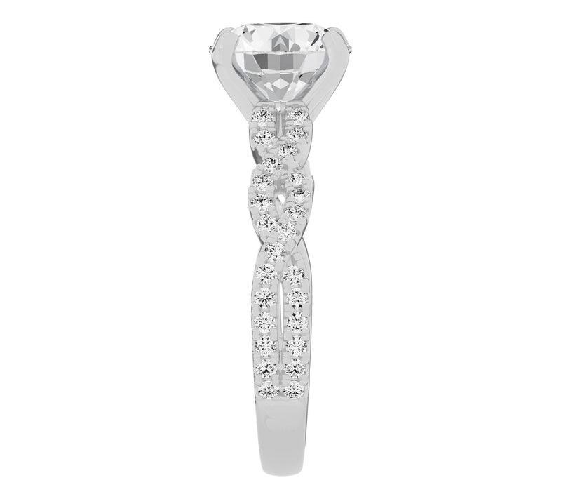 Fire Light 3.00 cttw Round Cut Lab Grown Diamond Ring, 14K — View 3
