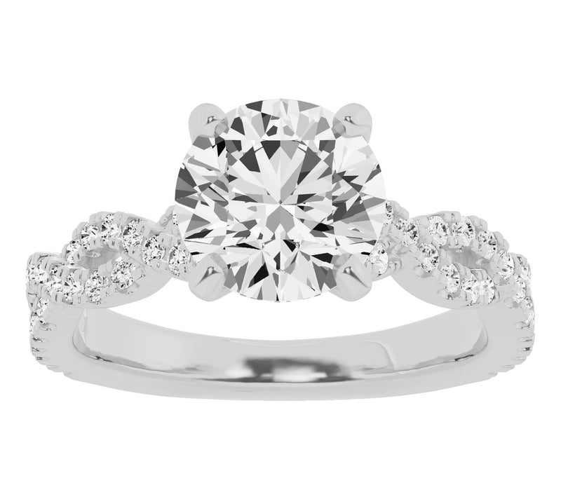 Fire Light 3.00 cttw Round Cut Lab Grown Diamond Ring, 14K — Main view
