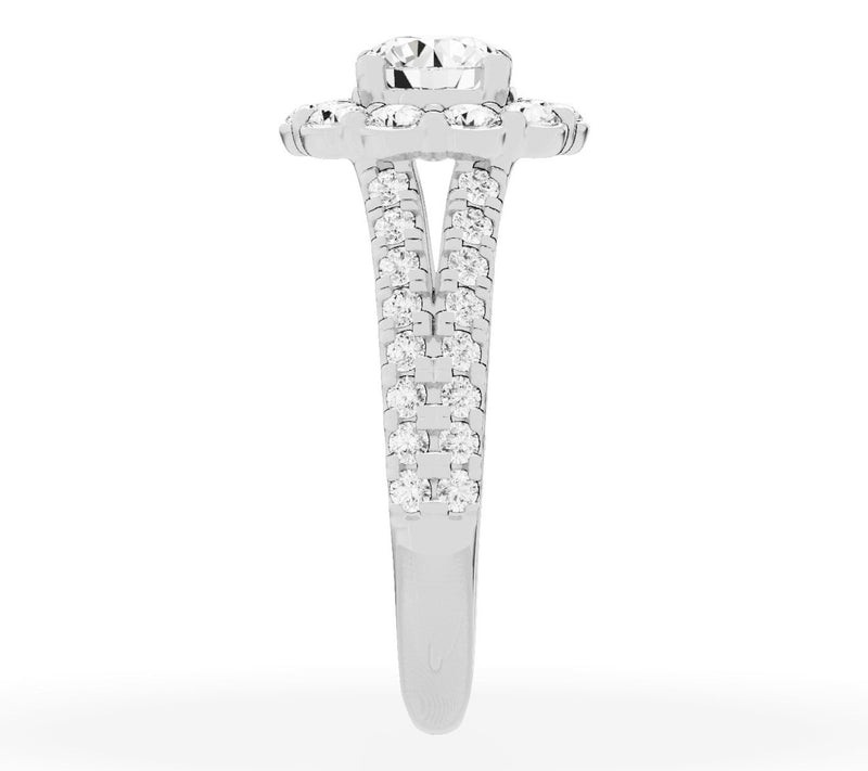 Fire Light 2.00 cttw Round Lab Grown Diamond Halo Ring, 14K — View 2