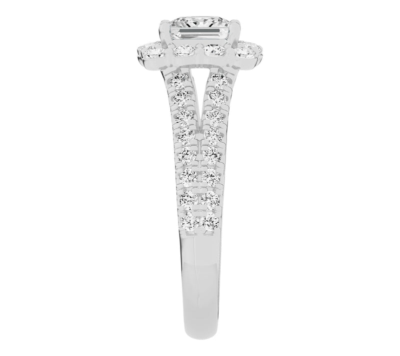 Fire Light 2.00 cttw Princess Lab Grown Diamond Halo Ring, 14K — View 3