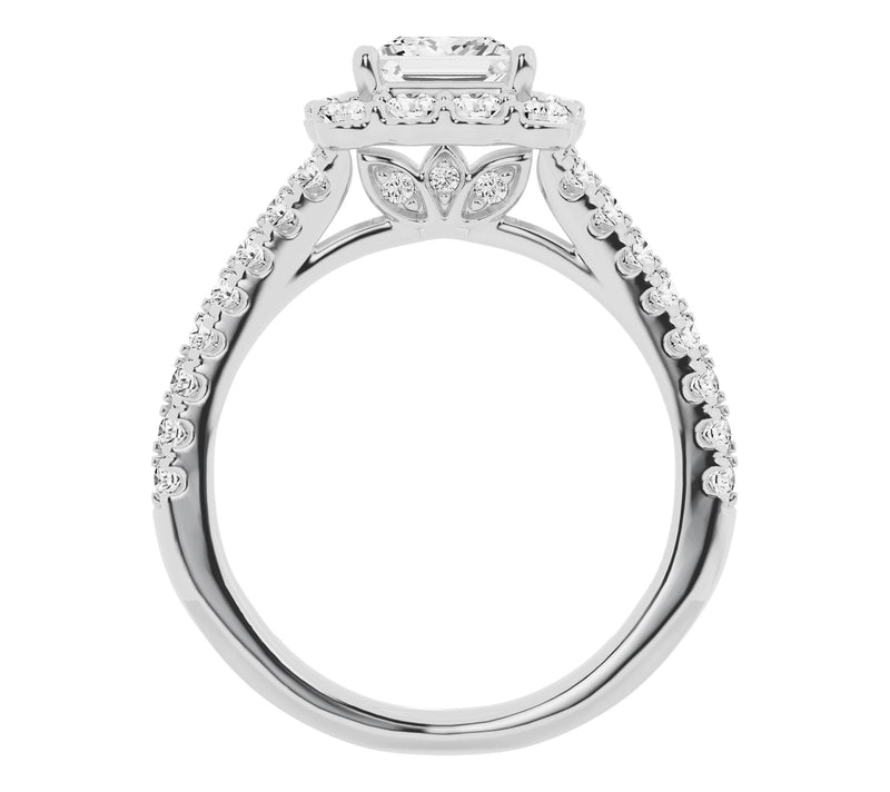 Fire Light 2.00 cttw Princess Lab Grown Diamond Halo Ring, 14K — View 2