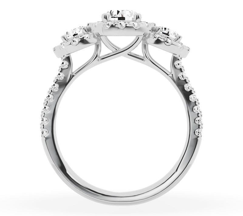 Fire Light 1.50 cttw Lab Grown Diamond Triple Halo Ring, 14K — View 2