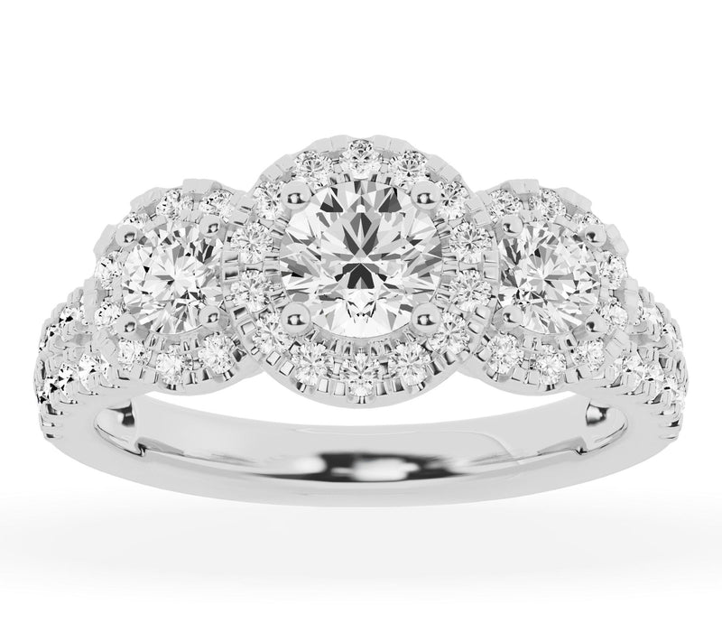 Fire Light 1.50 cttw Lab Grown Diamond Triple Halo Ring, 14K — Main view