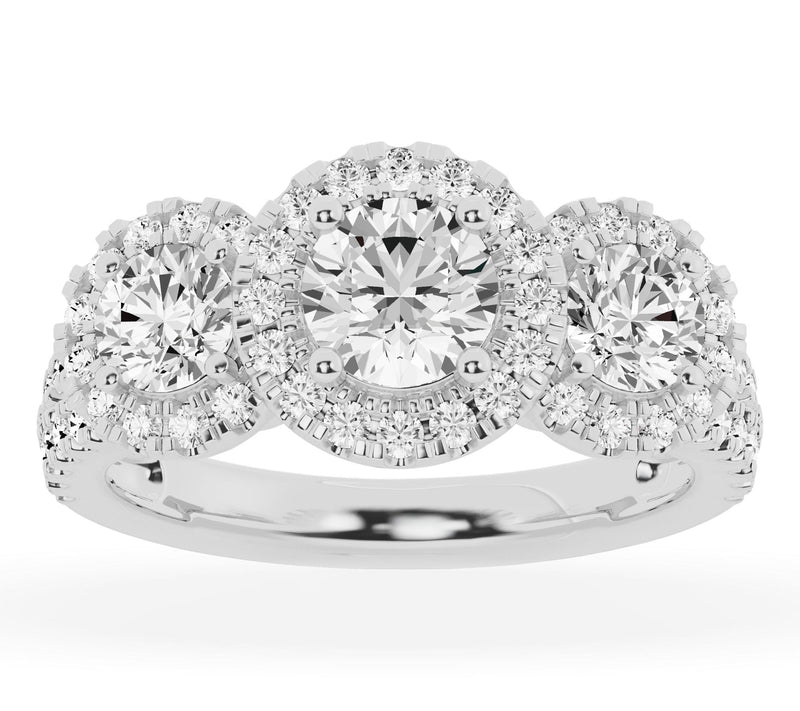 Fire Light 2.00 cttw Lab Grown Diamond Triple Halo Ring, 14K — Main view