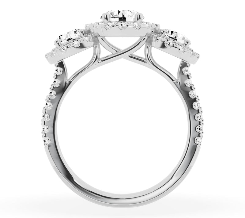 Fire Light 2.00 cttw Lab Grown Diamond Triple Halo Ring, 14K — View 2