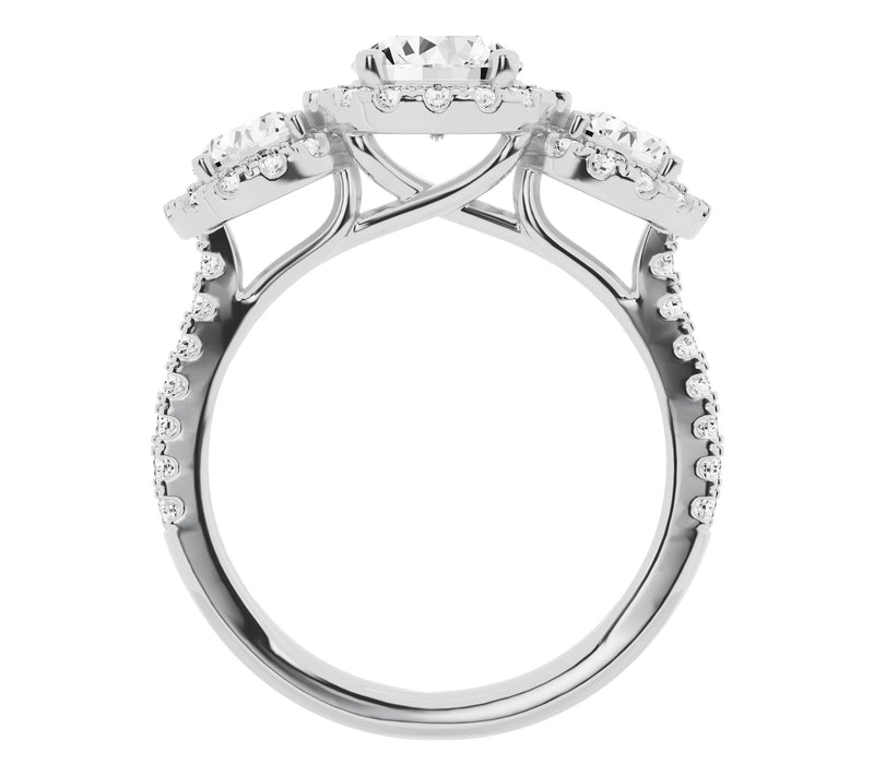 Fire Light 2.50 cttw Lab Grown Diamond Triple Halo Ring, 14K — View 2