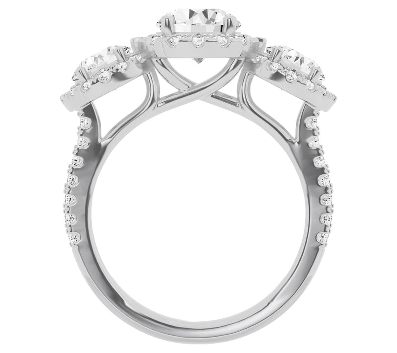 Fire Light 3.00 cttw Lab Grown Diamond Triple Halo Ring, 14K — View 2