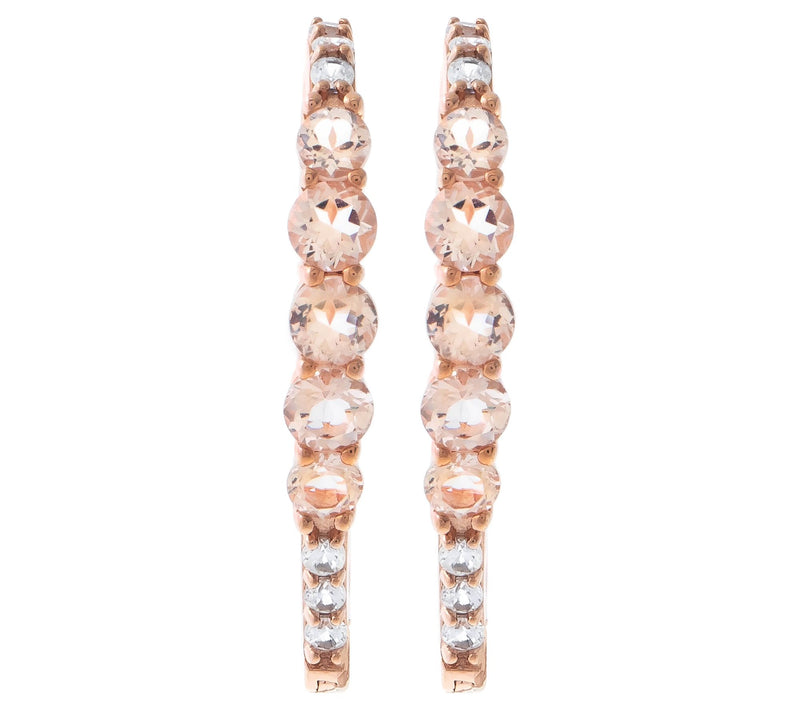 Affinity Gems Morganite Heart Hoop Earrings, 14K Rose Plated — View 3