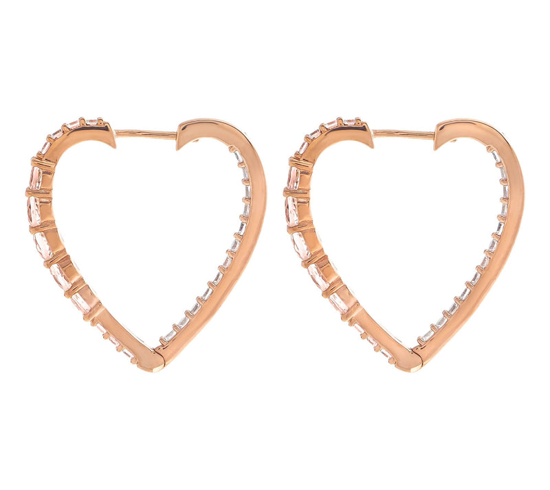 Affinity Gems Morganite Heart Hoop Earrings, 14K Rose Plated — View 2