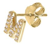 Diamonique Initial Stud Earrings, 14K Gold Plated — View 2