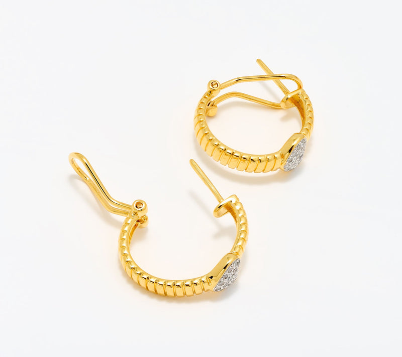 Affinity Diamonds Heart Motif .3 cttw Huggie Hoops, Sterling — View 8