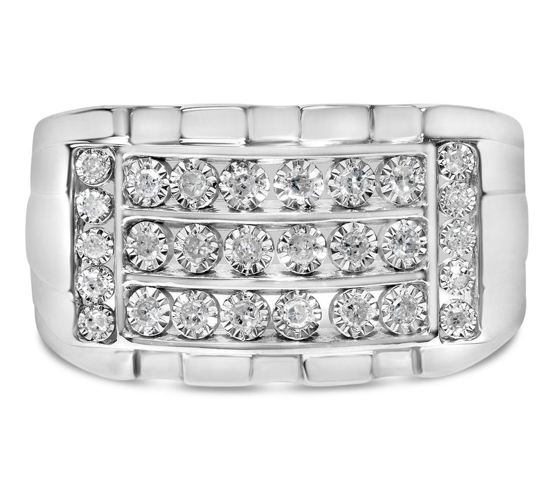 Haus of Brilliance Men's 0.25 cttw Diamond BandRing, Sterling — View 9