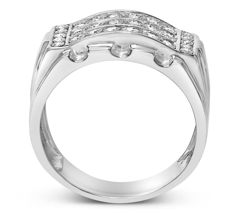 Haus of Brilliance Men's 0.25 cttw Diamond BandRing, Sterling — View 5