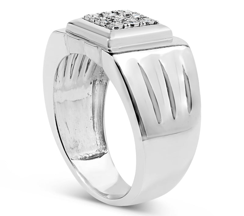 Haus of Brilliance Men's Diamond Accent Fashion  Ring, Sterlin — View 4