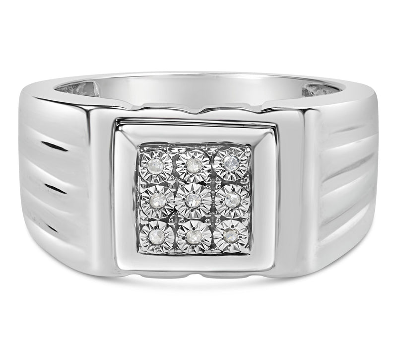 Haus of Brilliance Men's Diamond Accent Fashion  Ring, Sterlin — View 9