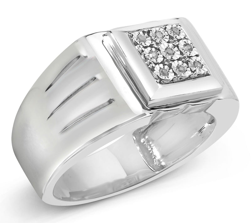 Haus of Brilliance Men's Diamond Accent Fashion  Ring, Sterlin — View 3