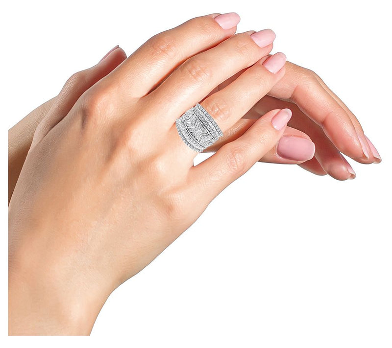 Haus of Brilliance 2.00 cttw Diamond Cocktail Ring, Sterling — View 3