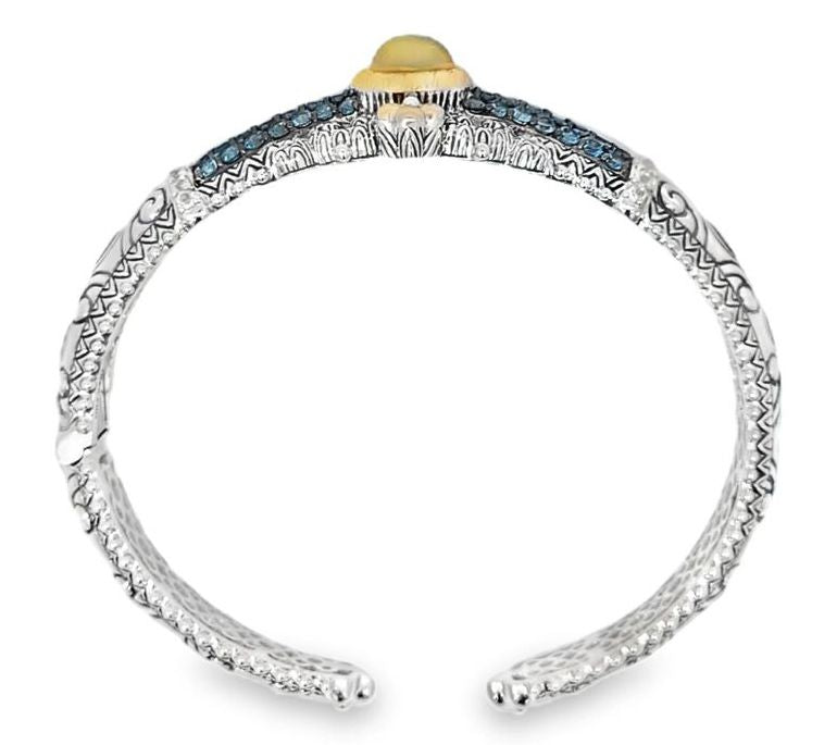 Barbara Bixby Sterling & 18K Gold Blue Topaz &Opal Cuff — View 3