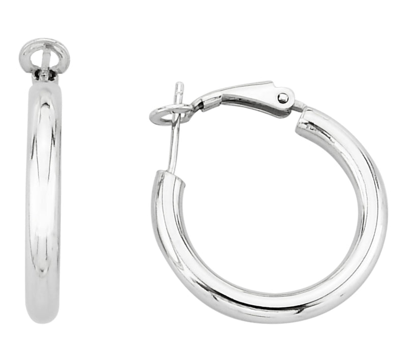 Silver Style 1" Polished Hoop Earrings, Sterl ing — Main view