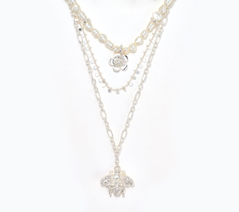 Joan Rivers Layered Necklace with Pave Bee Charm — View 7
