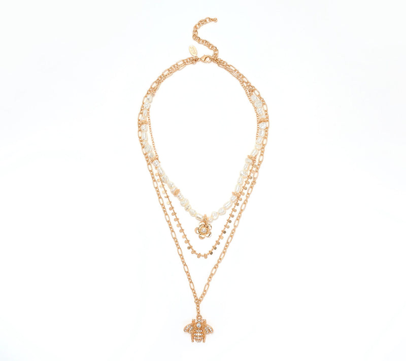 Joan Rivers Layered Necklace with Pave Bee Charm — View 2