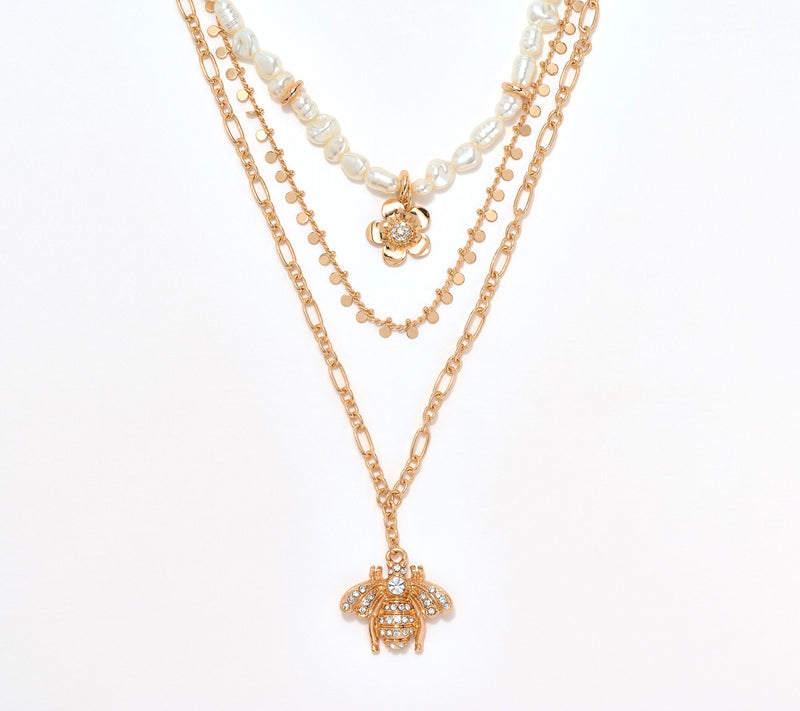 Joan Rivers Layered Necklace with Pave Bee Charm — View 8