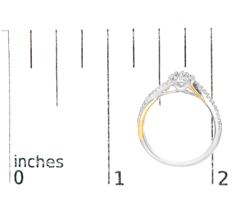 Haus of Brilliance 0.25 cttw Diamond Two-Tone Ring, Sterling — View 6