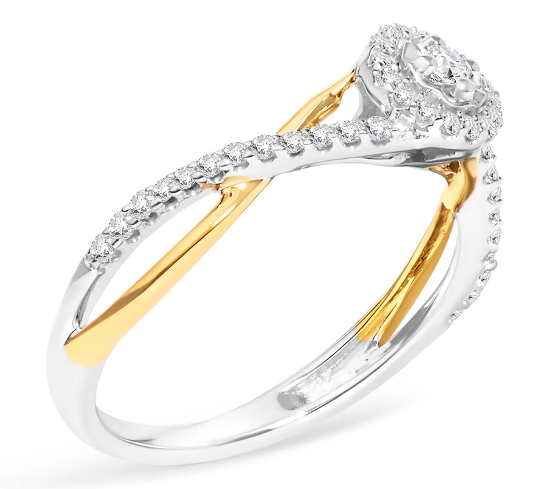 Haus of Brilliance 0.25 cttw Diamond Two-Tone Ring, Sterling — Main view