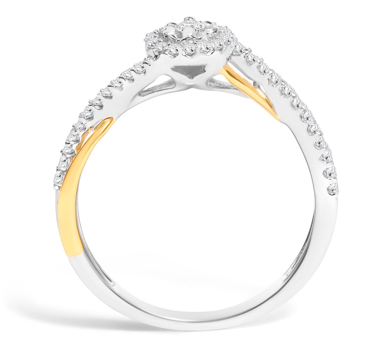 Haus of Brilliance 0.25 cttw Diamond Two-Tone Ring, Sterling — View 4