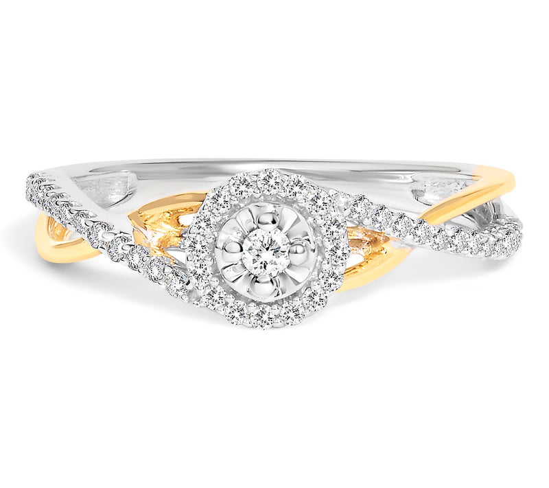 Haus of Brilliance 0.25 cttw Diamond Two-Tone Ring, Sterling — View 9