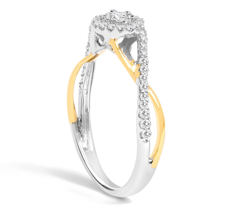 Haus of Brilliance 0.25 cttw Diamond Two-Tone Ring, Sterling — View 3