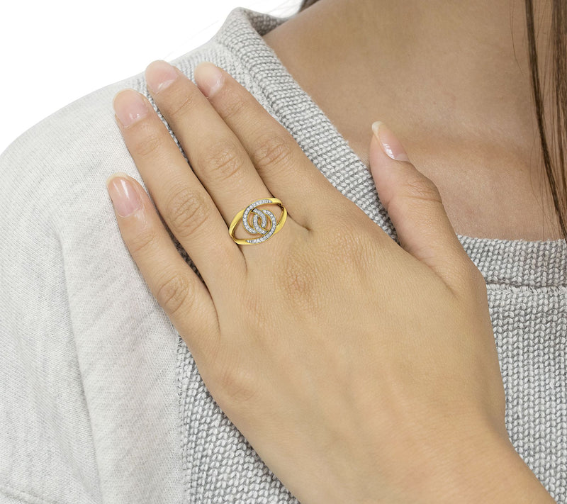 Haus of Brilliance 0.25 cttw Diamond Ring, 14KGold Plated — View 6
