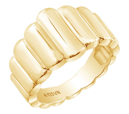 14K Gold Plated Chunky Croissant Signet Ring
