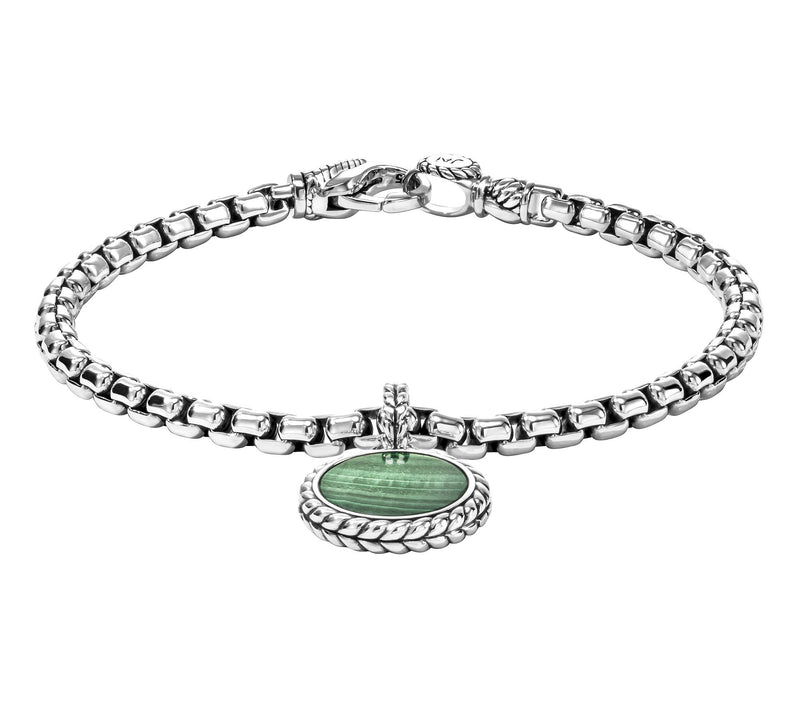 JAI Sterling Silver Gemstone Disc Charm Box Chain Bracelet — View 2