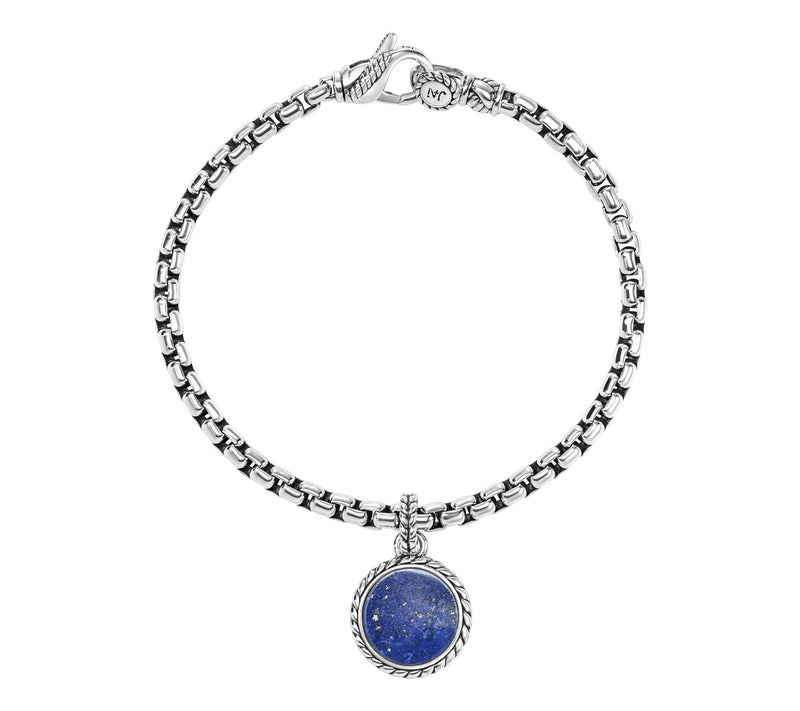 JAI Sterling Silver Gemstone Disc Charm Box Chain Bracelet — View 10