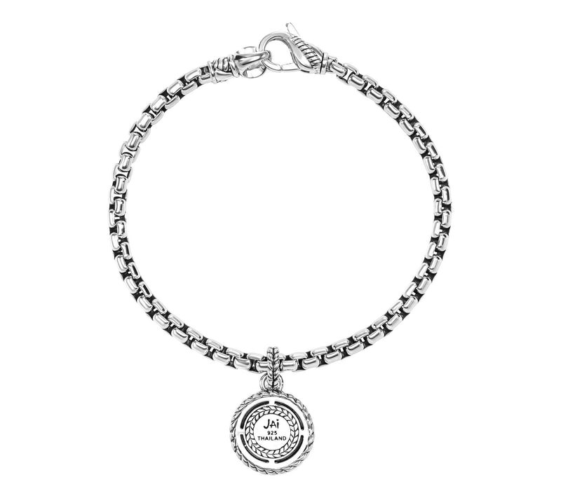 JAI Sterling Silver Gemstone Disc Charm Box Chain Bracelet — View 3