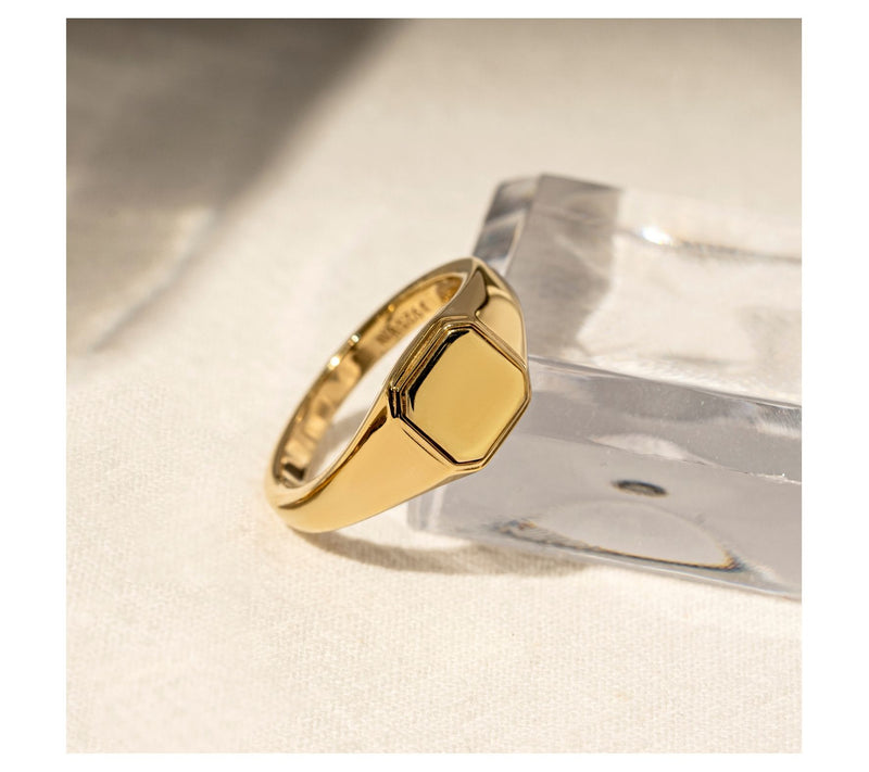 14K Gold Plated Square Signet Ring — View 2
