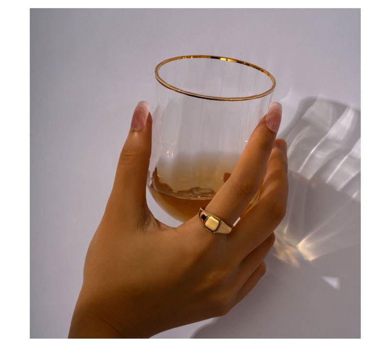 14K Gold Plated Square Signet Ring — View 4
