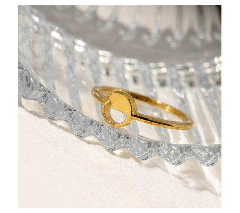 14K Gold Plated Semi Circle Signet Ring — View 2