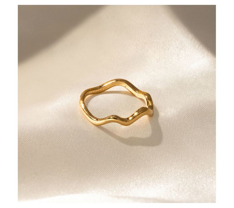 14K Gold Plated Wavy Band Ring — View 2