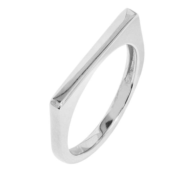 Sterling Silver Rectangular Thin Signet Band Ring — Main view