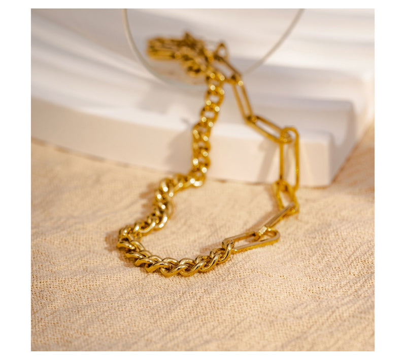 14K Gold Plated Paperclip & Curb Chain Bracelet — View 3