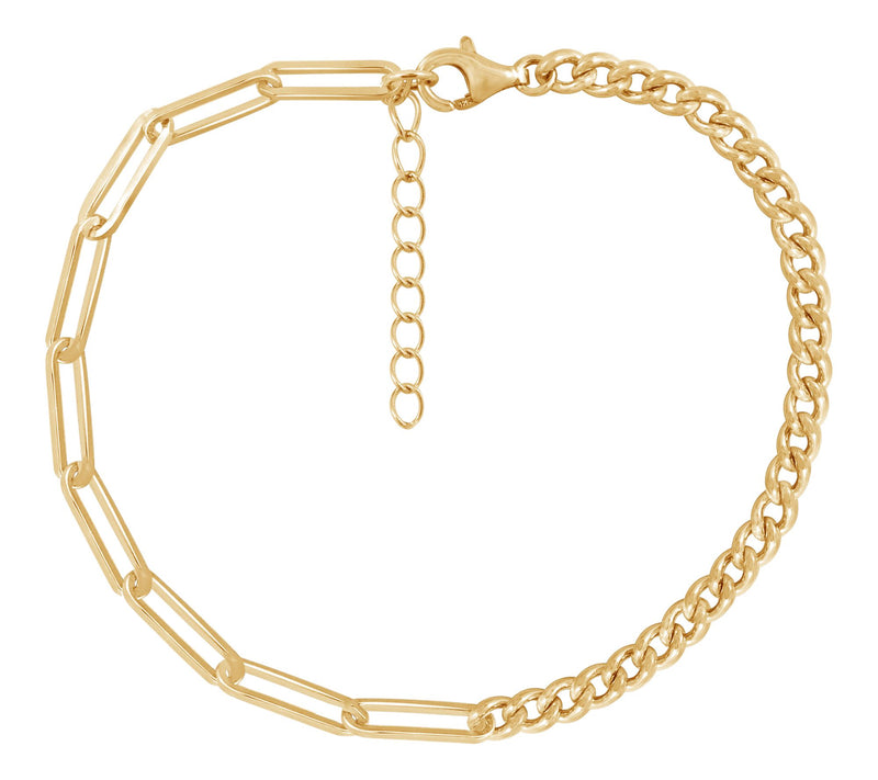 14K Gold Plated Paperclip & Curb Chain Bracelet — Main view