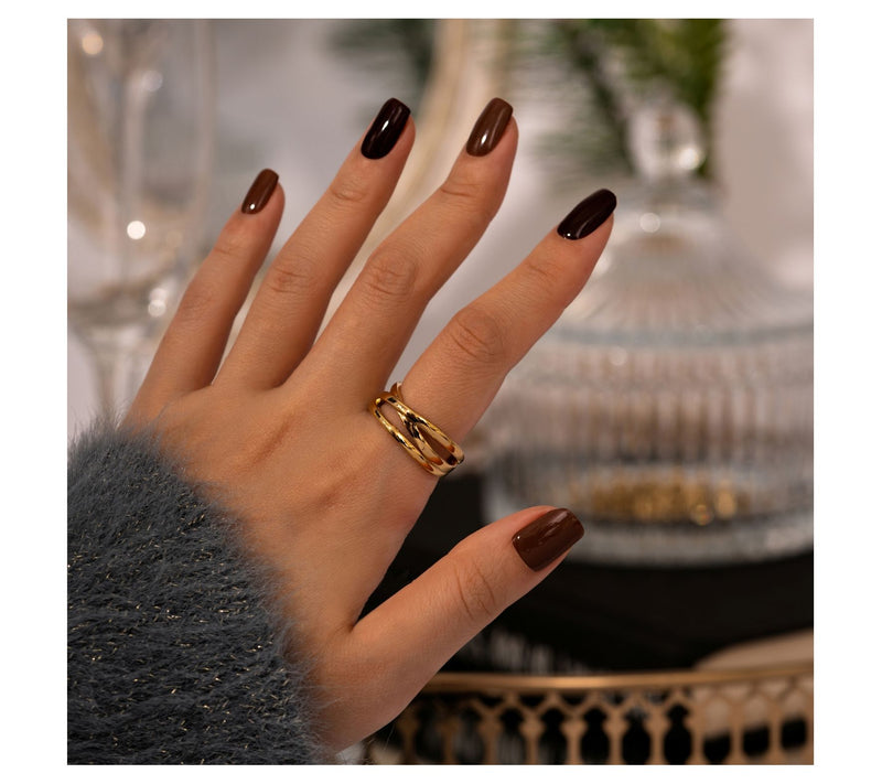 14K Gold Plated Criss-Cross Band Ring — View 2