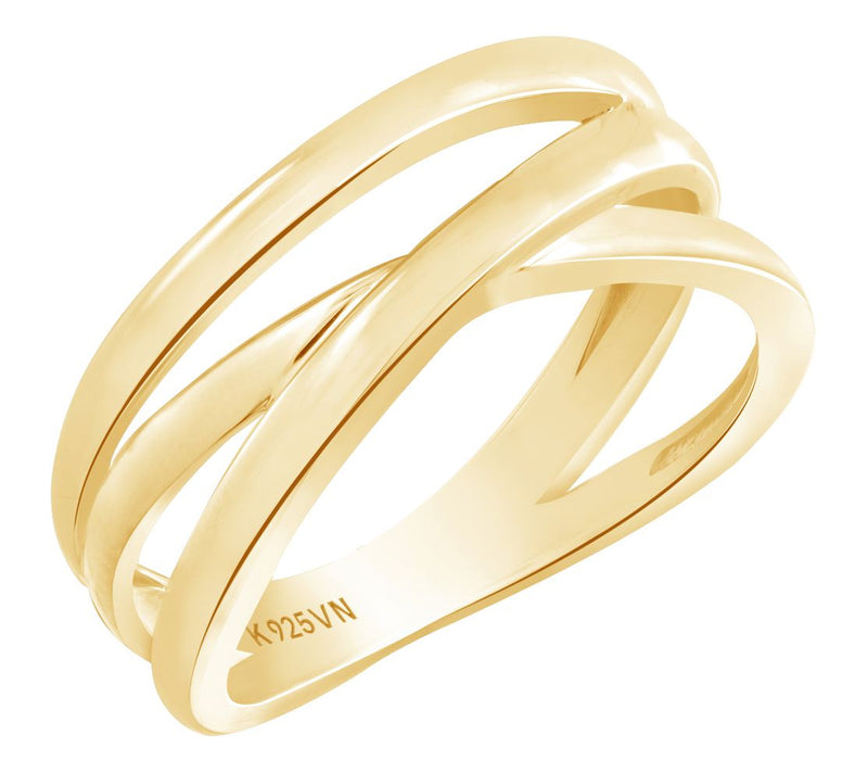 14K Gold Plated Criss-Cross Band Ring — Main view