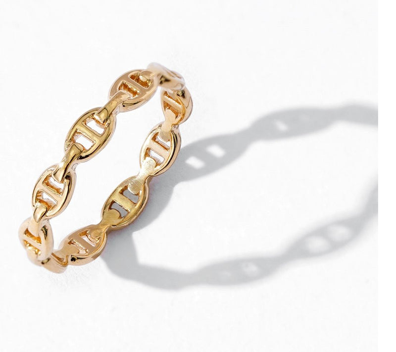 14K Gold Plated Marine Link Band Ring — View 2