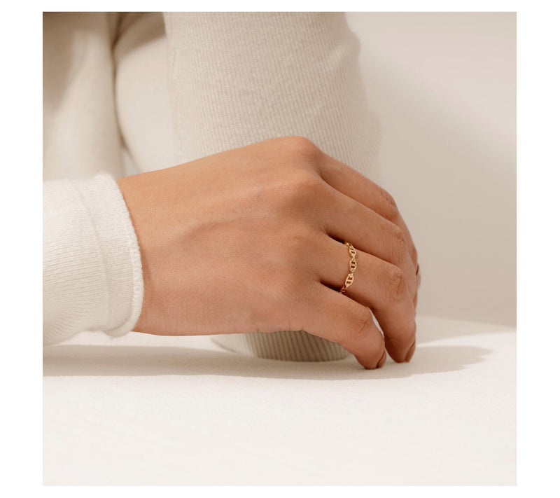 14K Gold Plated Marine Link Band Ring — View 5